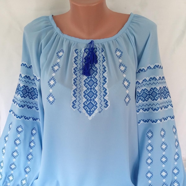 Bestickte Boho-Bluse, ukrainische Stickbluse Vyshyvanka. Schönes Geschenk für Boho-Liebhaber.