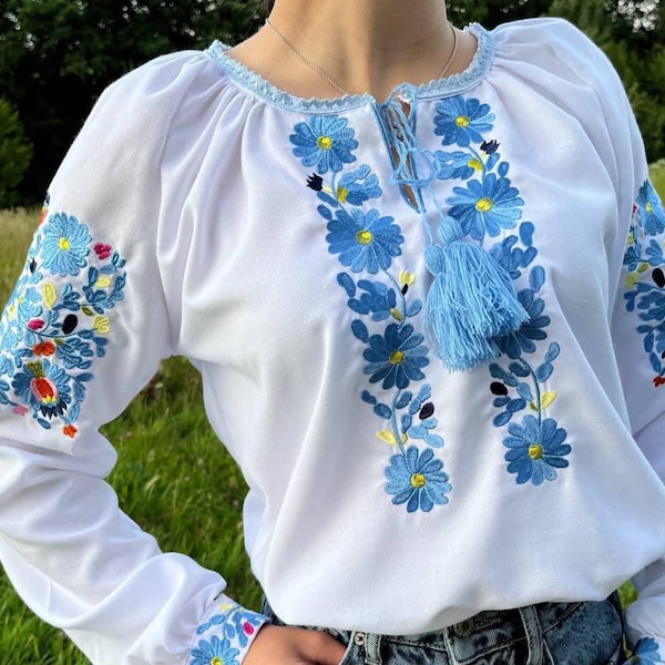 Ukrainische Bluse (Vyshyvanka/Bauernbluse/Ukrainischer Stil/besticktes Hemd/Bluse/Ukrainische Kleidung/Damenbekleidung)