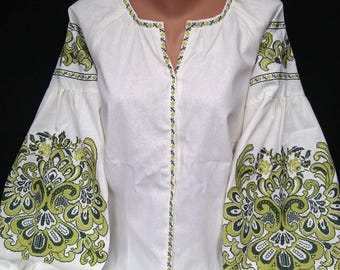 Ukrainian linen vyshyvanka, Linen vyshyvanka, Boho Ukrainian Embroidered Blouse, Ukrainian women's clothing, custom embroidery, women gift