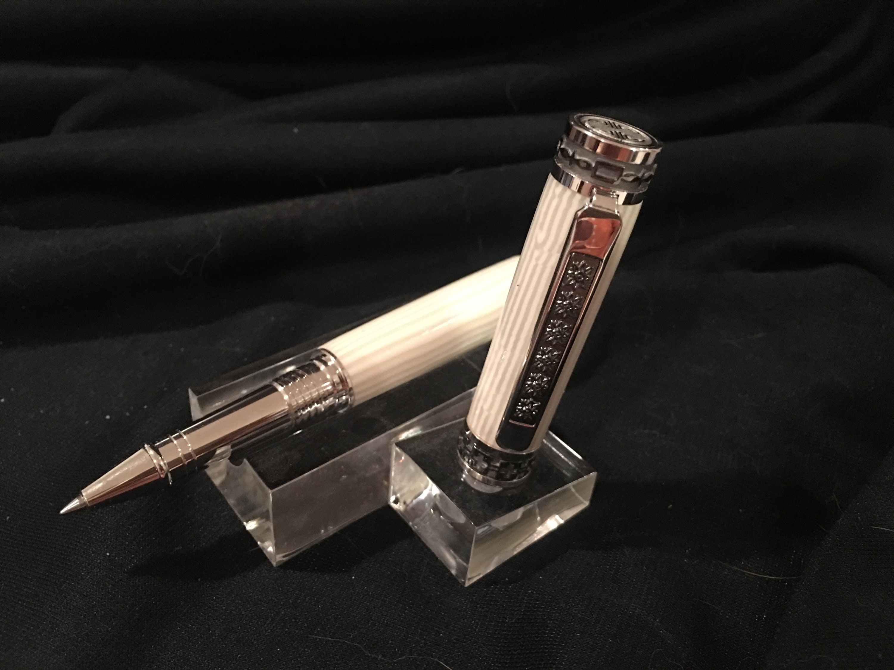 Stunning hand turned Jr. Emperor pen in Rhodium and black Etsy