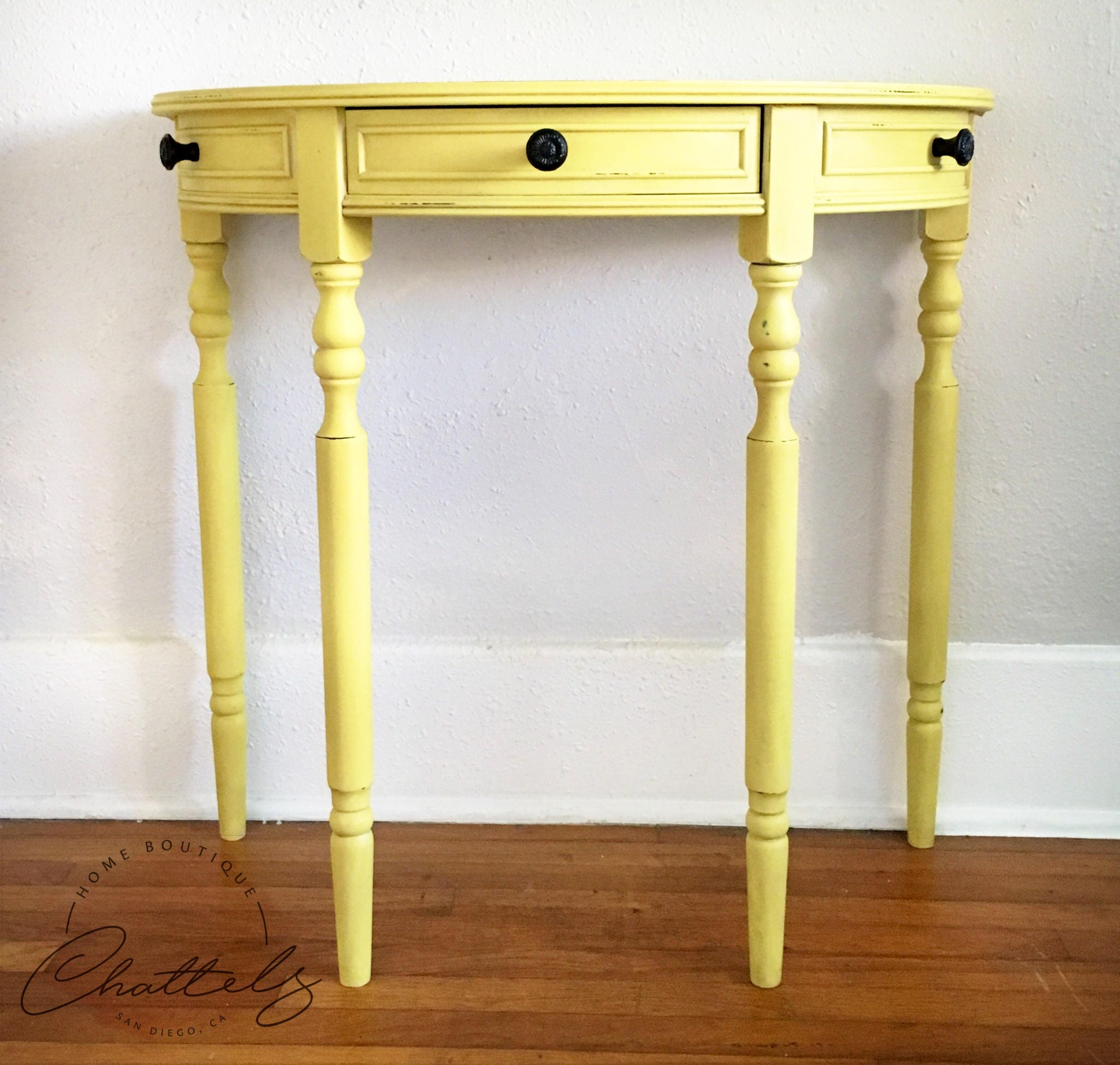 Sold Yellow Table Hallway Console Entryway Half Moon Half Etsy