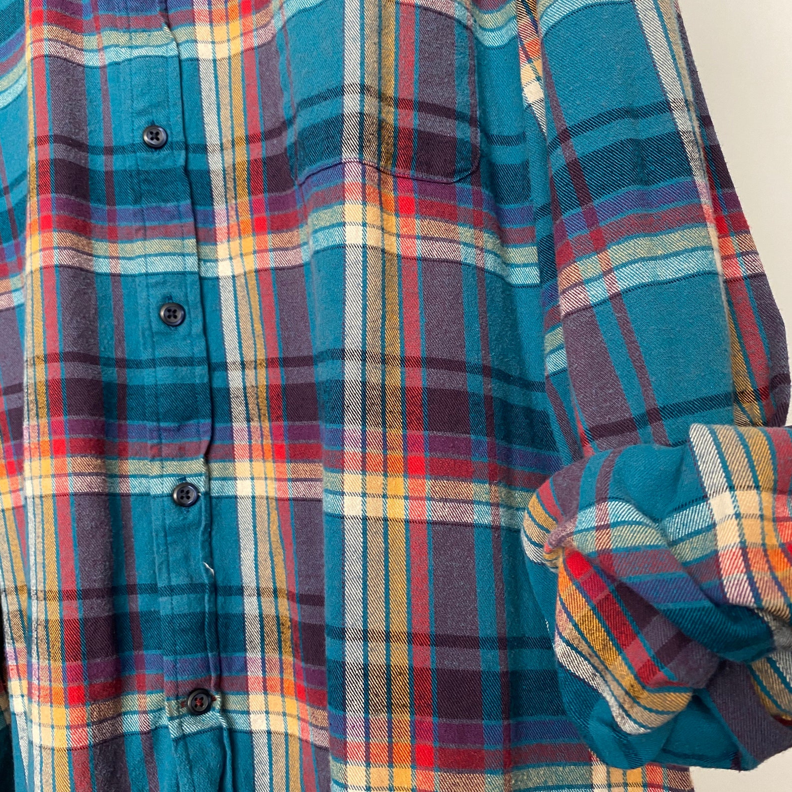 2X vintage flannel shirt teal and purple pink and yellow | Etsy
