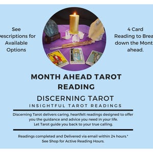 Monat im Voraus Tarot-Lesung, mehrere Optionen verfügbar.