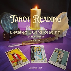 Tarotlegging, 6 kaarten met behulp van de kruisverspreiding, dezelfde dag bezorgd, binnen 24 uur in je e-mail.