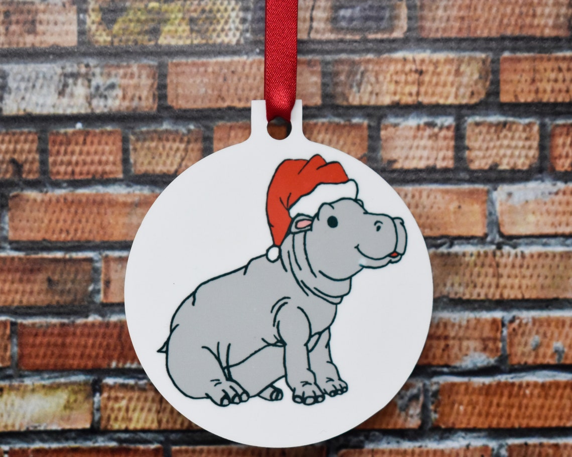 I Want a Hippopotamus for Christmas Ornament Hippo with Santa Etsy