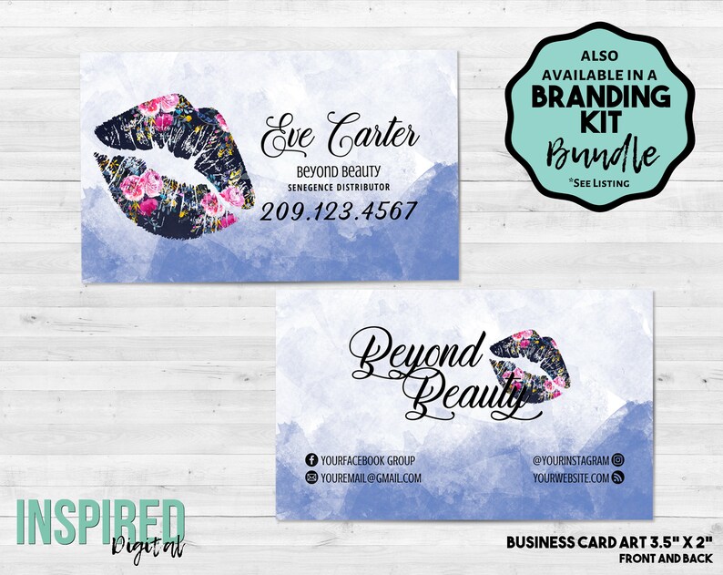 Makeup Business Card ROSE KISS Lip Gloss Beauty Business Etsy