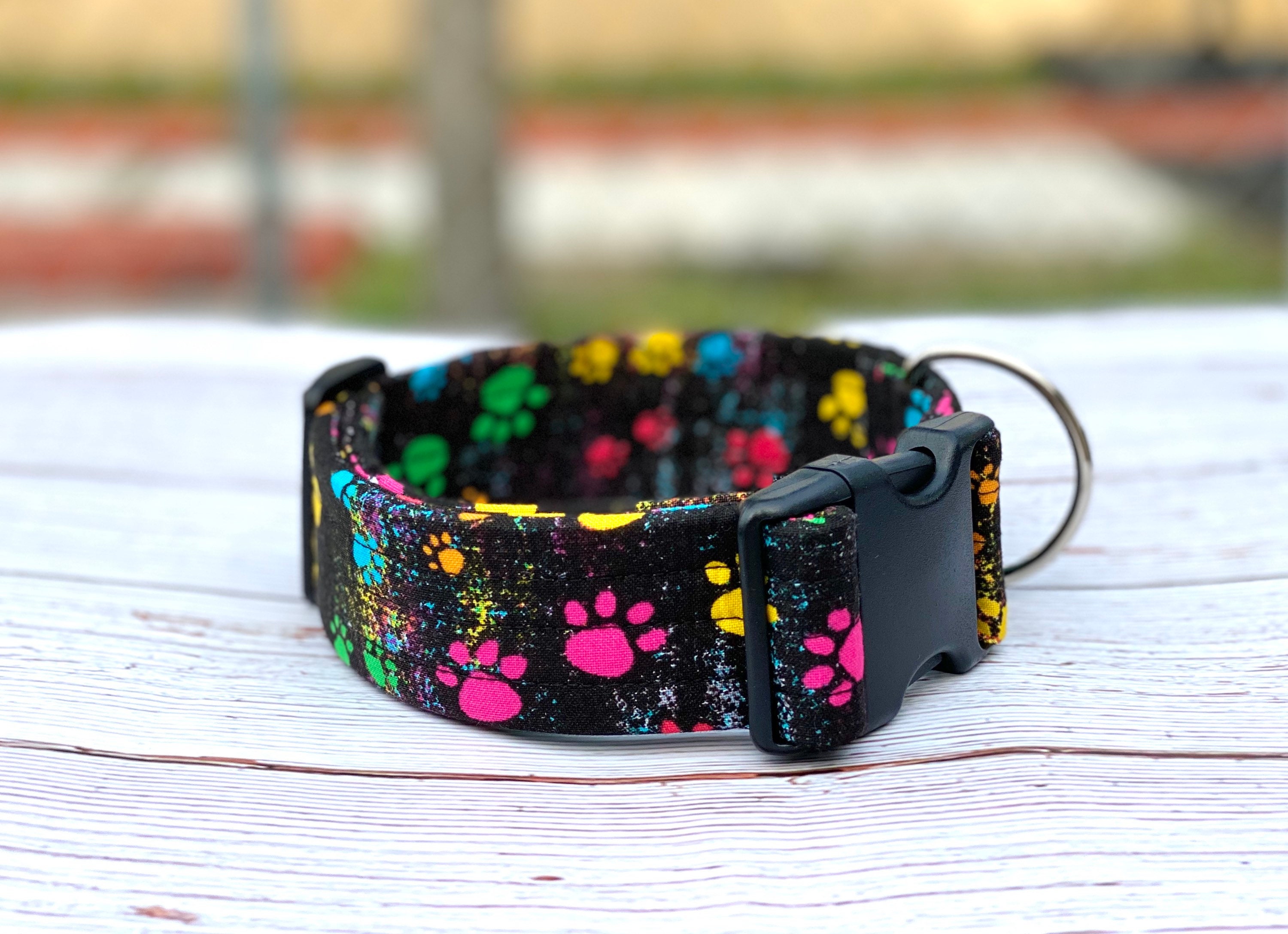 Paw Prints Dog Collar Dog Collar Martiangle Paw Print Dog Etsy Norway