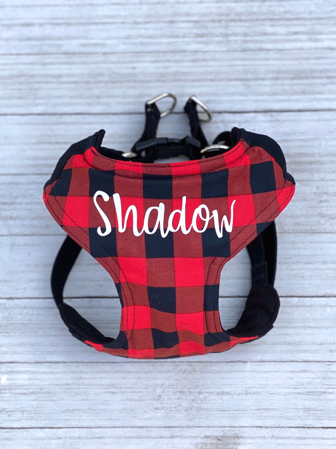 Buffalo plaid dog harness personalized dog harness step in Etsy