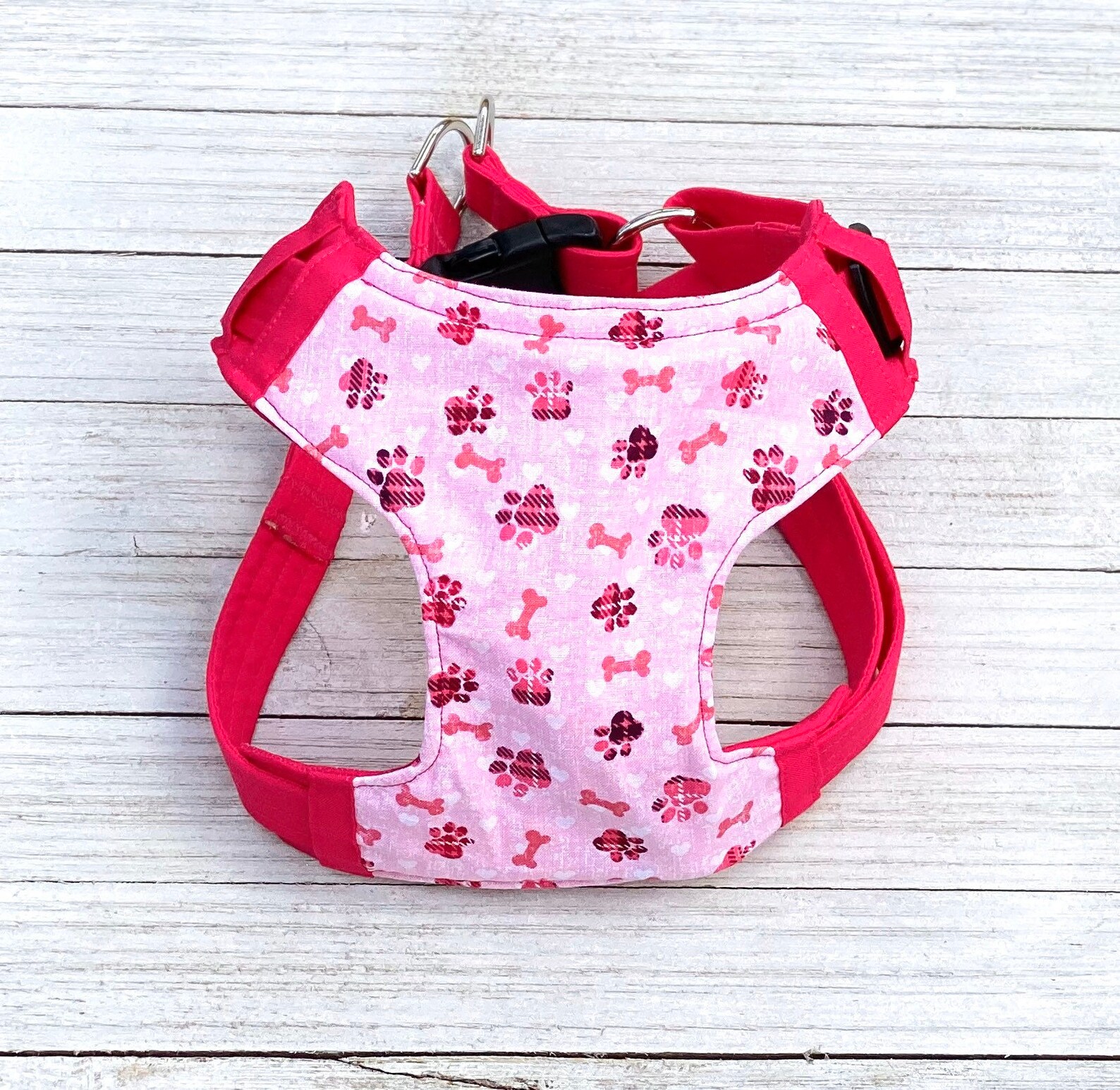 Dog harness Pink paw pritns dog harness Step in dog harness Etsy