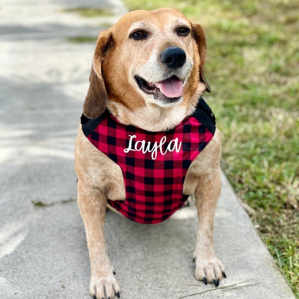 Step in dog harness | Plaid personalized dog harness | dog harness