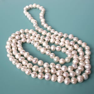 lange parelketting, echte parelketting, zoetwaterparelsketting voor kleine zwarte jurk, huwelijksparelketting, juwelen cadeau voor haar