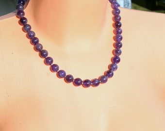 Collier d'améthyste, collier d'améthyste violette en argent sterling, collier de protection, collier de pierres précieuses de pierre de naissance de février, cadeau pour femme