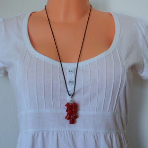 collier de corail, long collier de corail rouge, collier pendentif de corail rouge, collier de corail, cadeau pour elle image 4