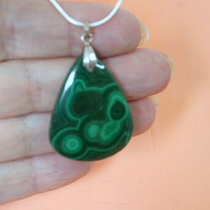 malachite necklace, malachite gemstone pendant necklace, real malachite necklece, large green malachite necklace, Christmas gift for her
