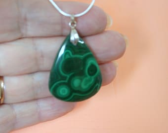 malachite necklace, malachite gemstone pendant necklace, real malachite necklece, large green malachite necklace,  gift for her