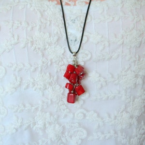 collier de corail, long collier de corail rouge, collier pendentif de corail rouge, collier de corail, cadeau pour elle image 6