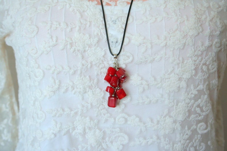 collier de corail, long collier de corail rouge, collier pendentif de corail rouge, collier de corail, cadeau pour elle image 6