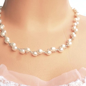 pearl necklace, real freshwater pearl necklace, white pearl necklace, wedding necklace,  anniversary gift for her