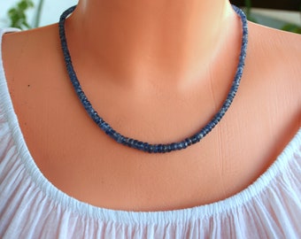 collar de cianita, collar de cianita azul genuino, collar de cristal de cianita azul, collar de lujo para mujeres, regalo para ella