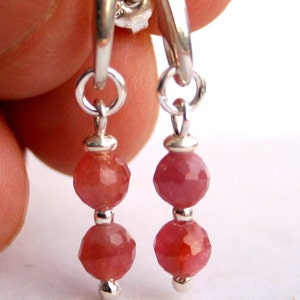 ruby earrings, genuine rubies earrings, sterling silver earrings, dainty ruby earrings, July birthstone jewelry gift for her image 3