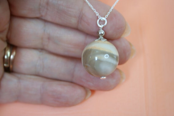 Striped Flint Necklace Striped Flint Pendant and Sterling Silver Chain Polish Flint Jewelry Nice Gift From Poland Etsy UK