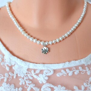 freshwater pearl necklace, white pearl necklace, wedding pearl necklace, elegant necklace for women, gift for her