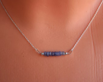 tanzanite bar necklace, sterling silver tanzanite necklace, December birthstone necklace, jewelry gift for her