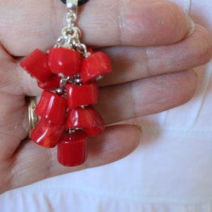 collier de corail, long collier de corail rouge, collier pendentif de corail rouge, collier de corail, cadeau pour elle image 1