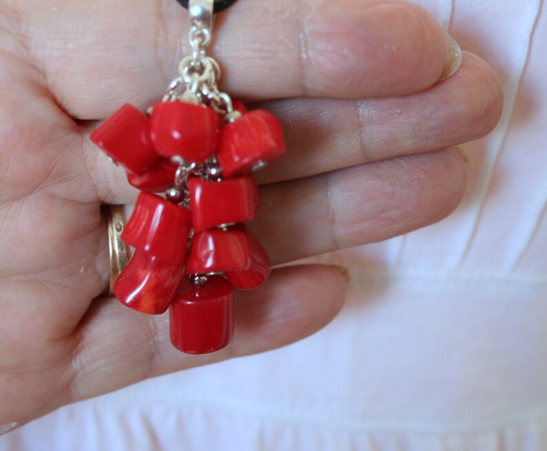 collier de corail, long collier de corail rouge, collier pendentif de corail rouge, collier de corail, cadeau pour elle image 1