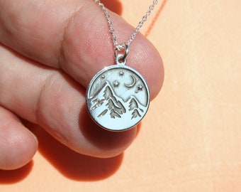 bergketting, reislustketting, sterling zilveren ketting, kleine ketting, mooi cadeau voor reizigers