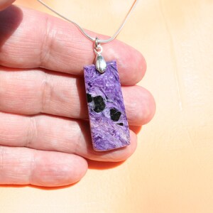 Charoite necklace, charoite pendant, genuine charoite necklace, gemstone necklace, sterling silver charoite necklace, gift for her