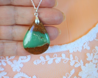 Chrysoprase necklace, real chrysoprase pendant necklace, sterling silver chrysoprase necklace, zodiac necklace, gift for her