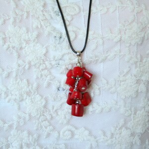 collier de corail, long collier de corail rouge, collier pendentif de corail rouge, collier de corail, cadeau pour elle image 2