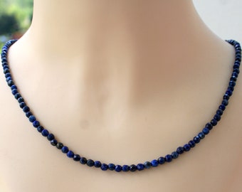 Collier en lapis-lazuli naturel, véritable lapis-lazuli, collier délicat, petit collier, collier en lapis-lazuli bleu, beau cadeau pour elle