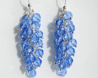 blue quartz earrings, unusual earrings, blue earrings, wedding jewelry, bridal earrings, long earrings