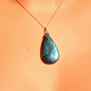 Labradorite necklace, big blue labradorite pendant necklace, unique piece of labradorite, sterling silver labradorite necklace, gift for her image 7
