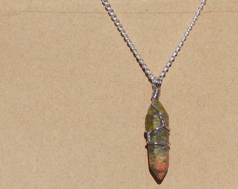 Hand Wrapped Crystal Pendants MalachiteSodalitePeach Agate Unakite