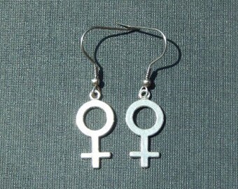 female gender symbol earrings