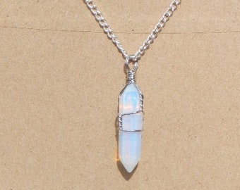 Natural Gemstones Amethyst Opalite Agate Teardrop Silver Pendant for Necklace 