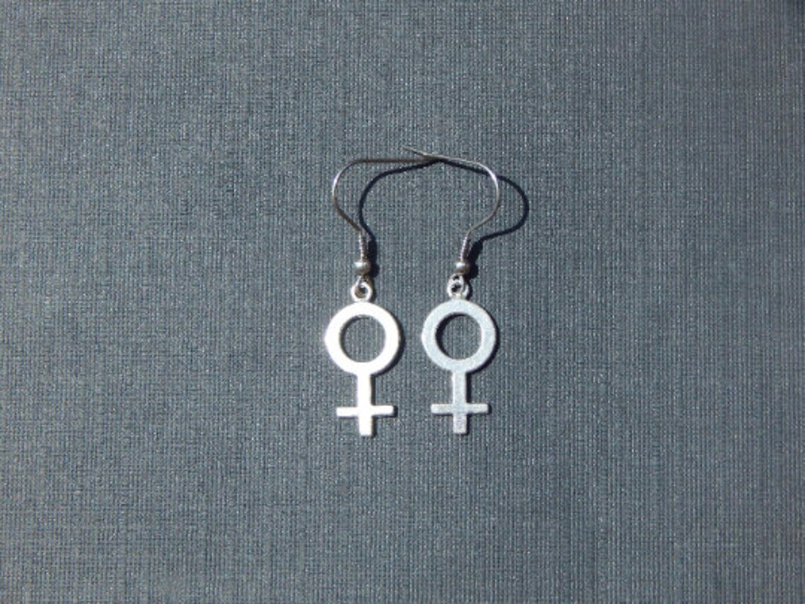 Venus Earrings Female Symbol Earrings Venus Symbol Earrings Etsy
