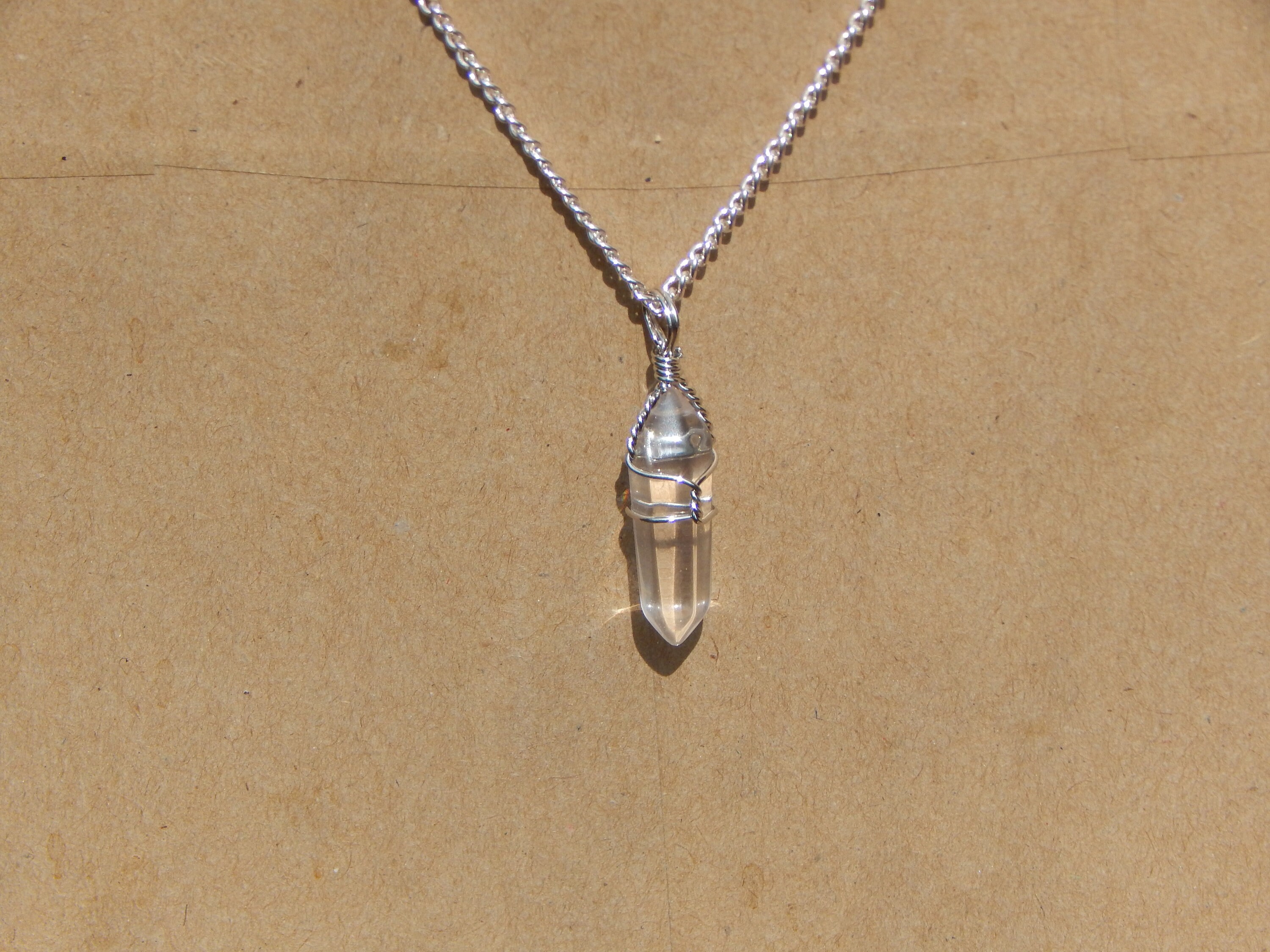 Quartz Necklace, Clear Quartz Crystal Necklace, Quartz Crystal Neckla…