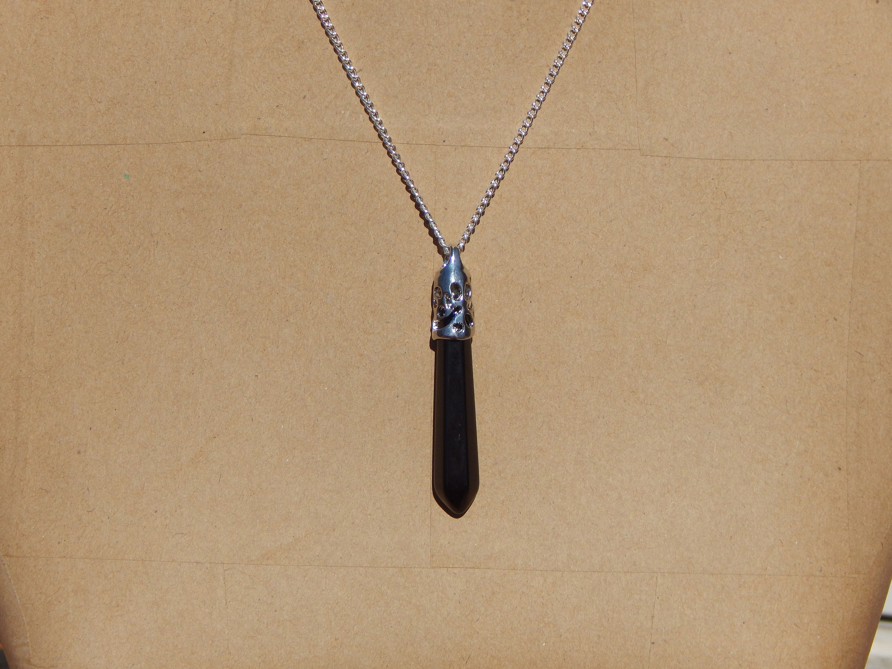 Onyx Crystal Necklace, Onyx Crystal Pendulum, Onyx Crystal Pendant, C…