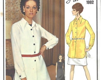 Lanvin Paris Vintage Vogue Pattern V-1992 Original Woven Label Sleeveless Dress & Shirt 1968 Original [PWAP-0138]