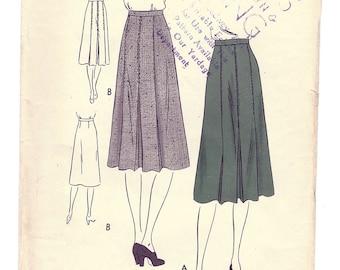 Vintage Vogue Pattern V-8472 Pleated Skirt W28 1940s [PWAP-0118]