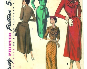 Vintage Pattern Simplicity 1967 Original 1956 Factory Fold Uncut Excellent Condition Town-Going Dress [PWAP-0250]