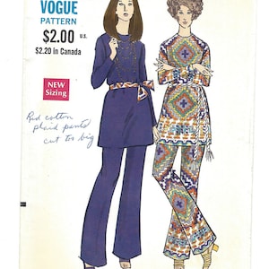 Vintage Vogue 7695 Tuniek &broek Originele jaren 1970 [PWAP-0174]