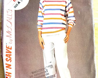 McCall's 8949 Top and Pants Pattern Size A (8-10-12) Factory Fold Stretch Fabric Only Factory Fold (PWAP-0425)