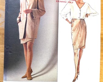 Donna Karan Vogue Original Pattern 2512 Jacket Top Skirt Size 14-16-18 Factory Fold (PWAP-0418)