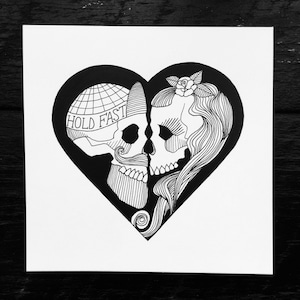 Skull’s Anniversary Card  “Forever... and Ever, and a day” - hand painted original illustration