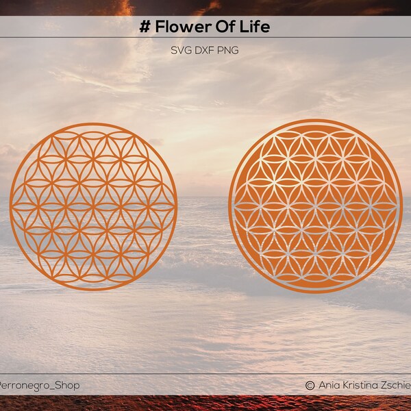 Plotterdatei mit Blume des Lebens als Silhouette zum Plotten für Schneidplotter. SVG Flower of life PNG DXF cut file plot cricut stencil